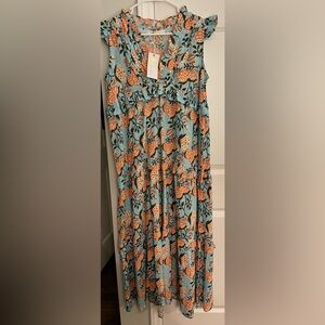 NWT Bindu maxi dress size Medium - light blue, orange and brown